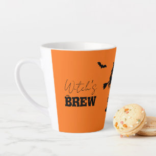 Caneca De Café Latte Spooky Haunted House & Witch Silhouette