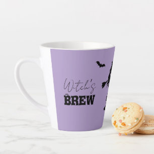 Caneca De Café Latte Spooky Haunted House & Witch Silhouette  