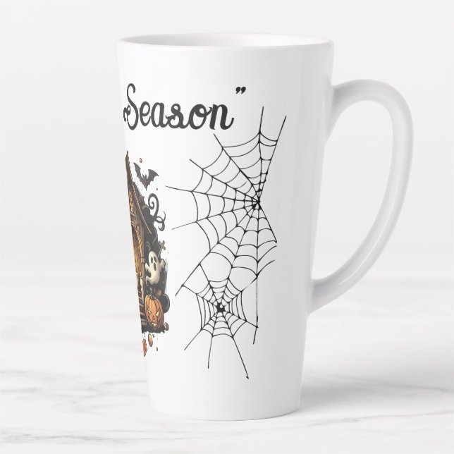 Caneca De Café Latte Spooky Season Hunted House Halloween Latte Mug (Direita)