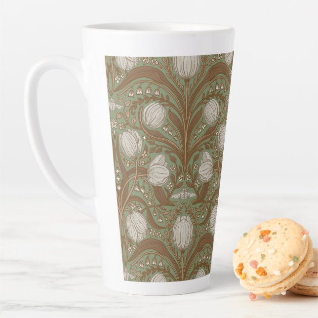 Caneca De Café Latte Spring Garden flowers on sage (In Situ)