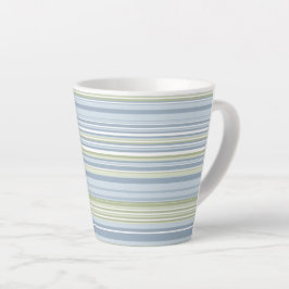 Caneca De Café Latte Spring Rain and Tropical Blue Stripes