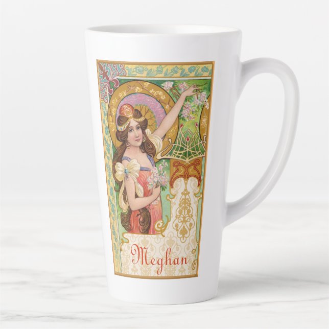 Caneca De Café Latte Springtime Art Nouveau Large Latte Mug (Direita)