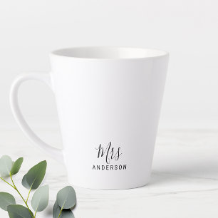 Caneca De Café Latte Sr. e Sra.   Modern Script Personalizado Latte Mug
