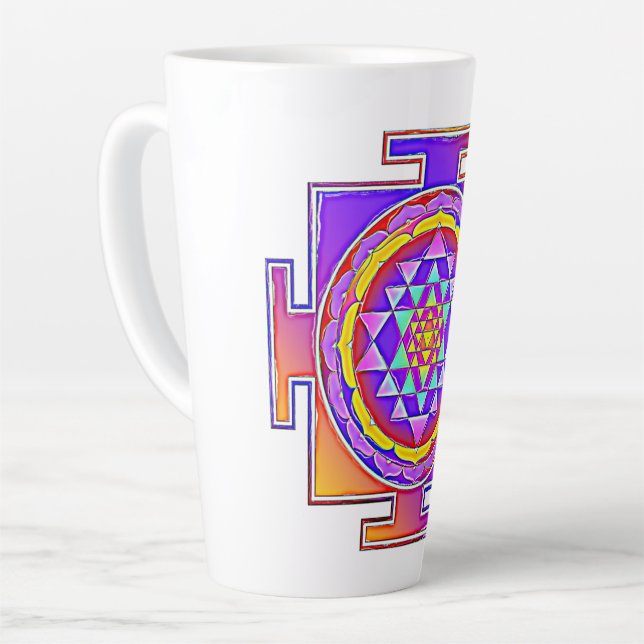 Caneca De Café Latte Sri Yantra - Símbolo hinduísmo Design 1 (Ângulo esquerdo)