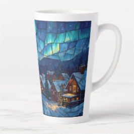 Caneca De Café Latte Stained Glass Winter Village