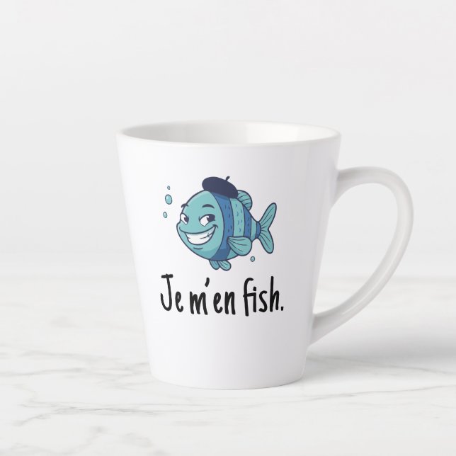 Caneca De Café Latte Standard Latte Mug - Je m'en fish (Direita)