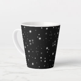 Caneca De Café Latte Starlight Sparkles Black and White Stars
