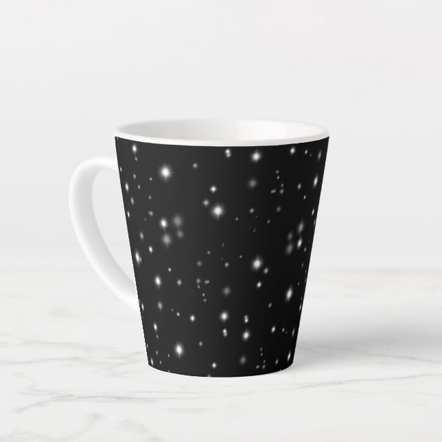 Caneca De Café Latte Starlight Sparkles Black and White Stars (Ângulo esquerdo)