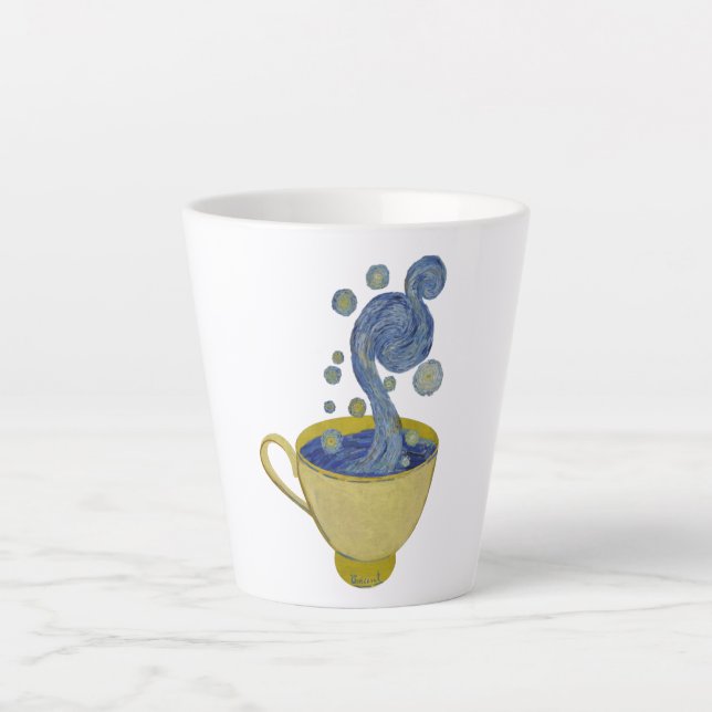 Caneca De Café Latte Starry Coffee, Starry Night - Vincent Van Gogh (Frente)