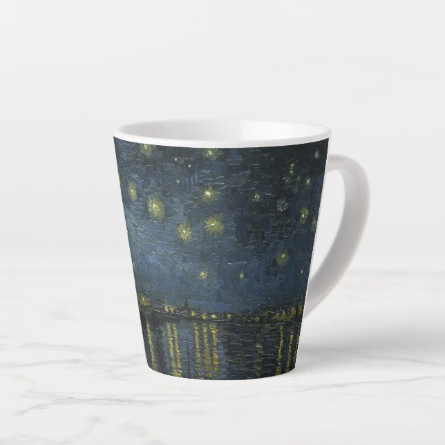 Caneca De Café Latte Starry Night Over the Rhône, pintura a óleo Van Go (Ângulo direito)