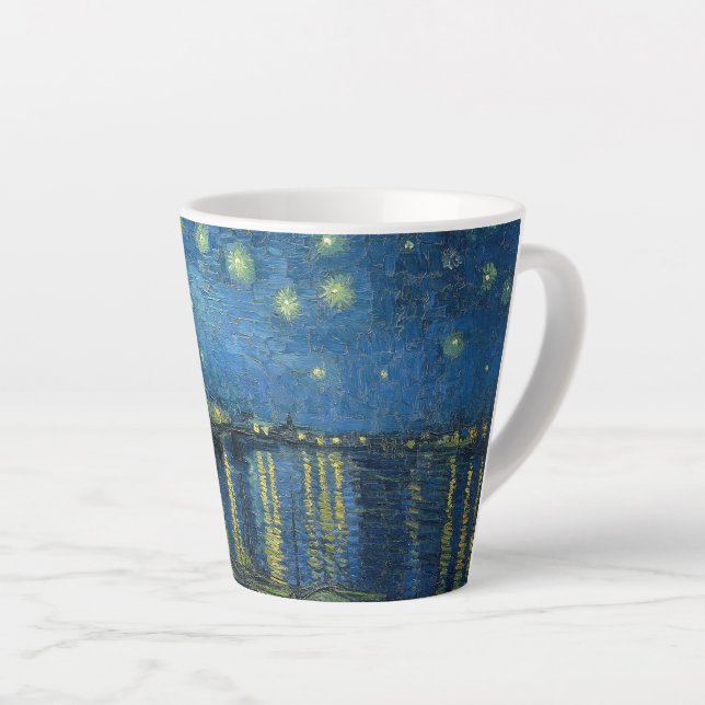 Caneca De Café Latte Starry Night sobre o Rhône-Vincent van Gogh Small (Ângulo direito)