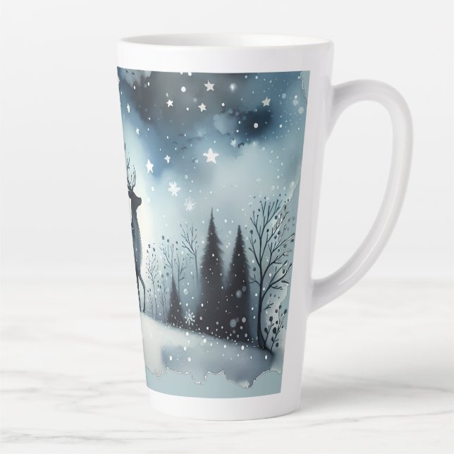 Caneca De Café Latte Starry Winter Night Deer (Direita)
