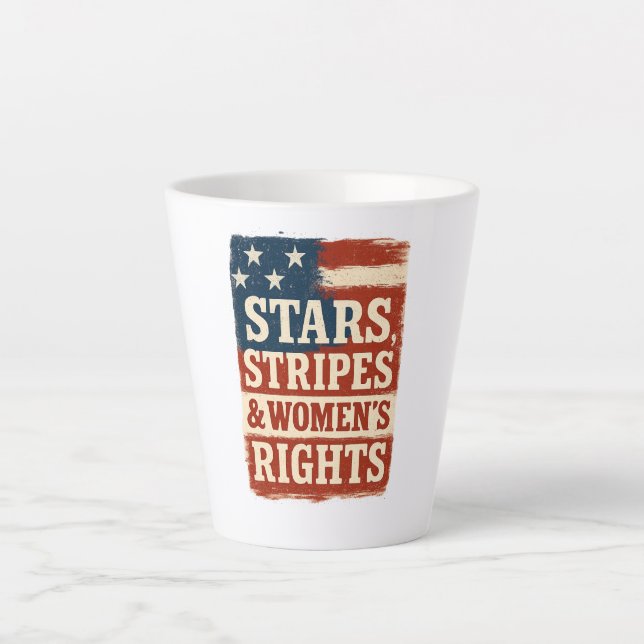 Caneca De Café Latte Stars, Stripes & Women’s Rights Distressed Flag (Frente)