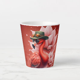 Caneca De Café Latte Steampunk Flamingo - Trabalho de arte Digital Fant