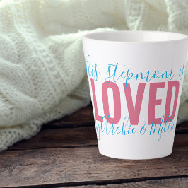 Caneca De Café Latte Stepmama adorava... Turquesa Rosa Personalizada