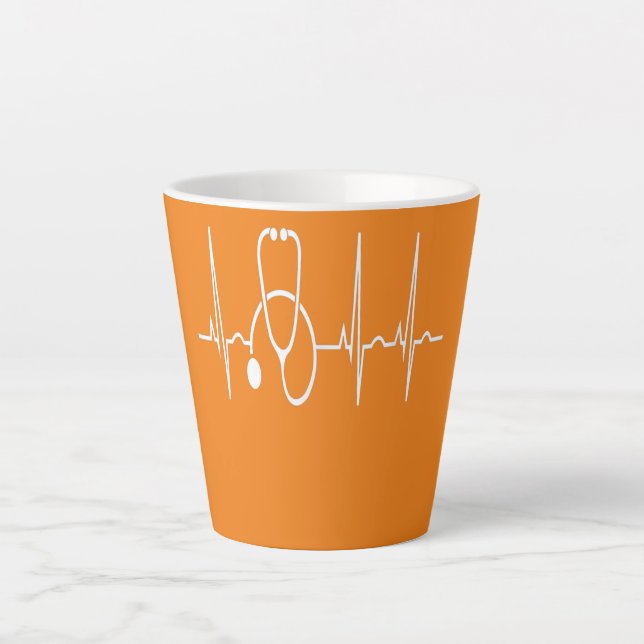 Caneca De Café Latte Stethoscope Heartbeat EKG Nurse Medical Doctor (Frente)