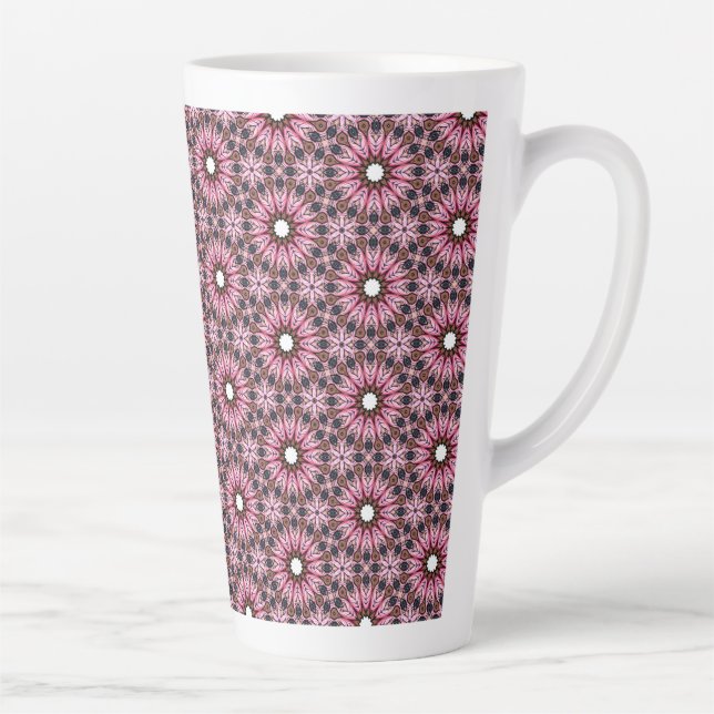 Caneca De Café Latte Stitched Pink Feather Boho  (Direita)