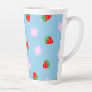 Caneca De Café Latte Strawberries & Flowers