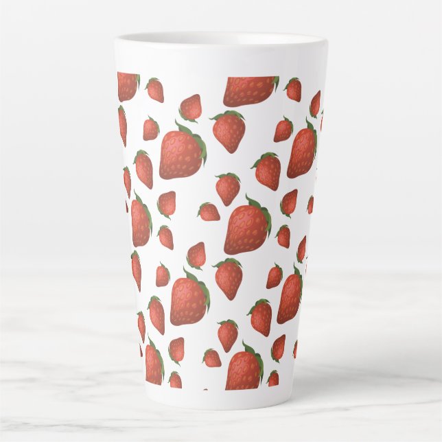 Caneca De Café Latte Strawberry Pattern Simple Latte Mug (Frente)