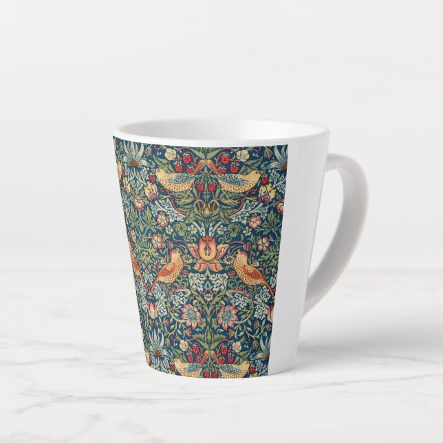 Caneca De Café Latte Strawberry Thief por William Morris (Ângulo direito)