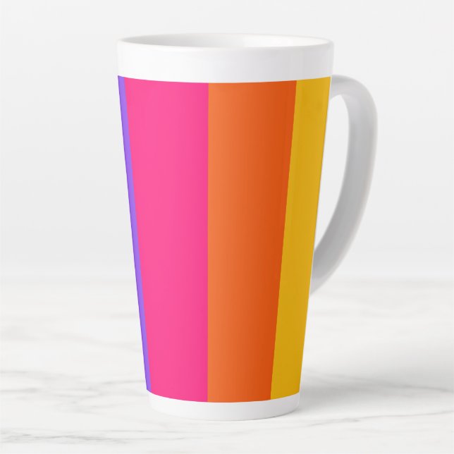 Caneca De Café Latte Stripes Arco-íris (Ângulo direito)