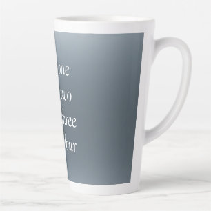 Caneca De Café Latte Sua mensagem aqui fundo metálico cinza azul