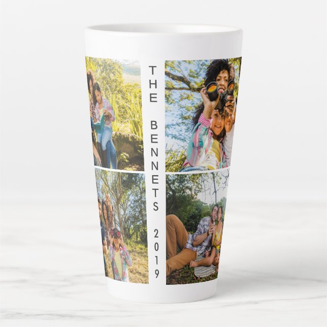 Caneca De Café Latte Suas fotos e texto personalizado caneta latina (Frente)