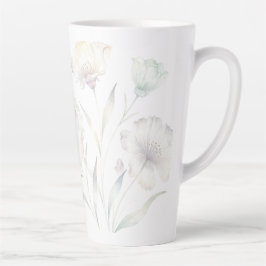 Caneca De Café Latte Suaves Flores Silvestres em Aquarela Pastel Elegan