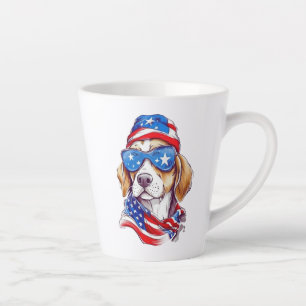 Caneca De Café Latte Sublimação de Cachorro de 4 de Julho-66361