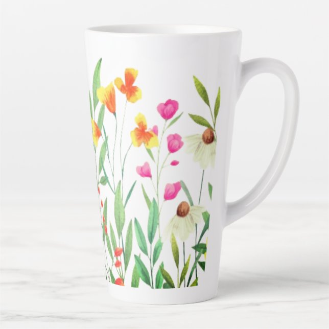 Caneca De Café Latte Sublimação de flores silvestres (Direita)