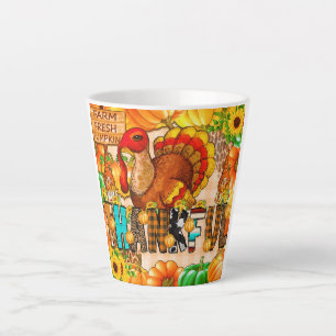 Caneca De Café Latte Sublimação de Tumbler Magro Agradecido - Dia de Aç