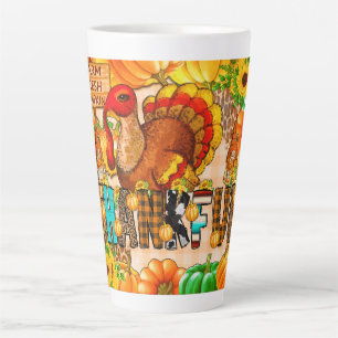 Caneca De Café Latte Sublimação de Tumbler Magro Agradecido - Dia de Aç