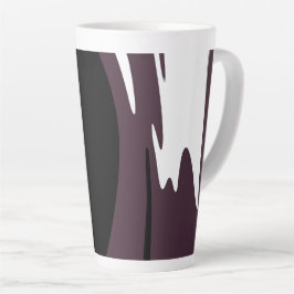 Caneca De Café Latte Submersão: Abstrato preto, branco, roxo e verde
