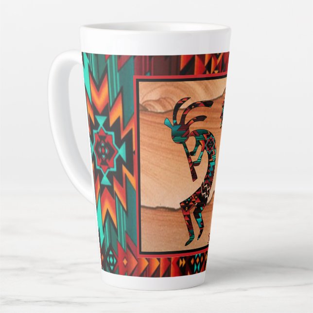 Caneca De Café Latte Sudoeste Kokopelli Latte Mug (Ângulo esquerdo)