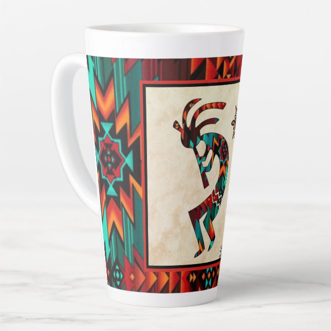 Caneca De Café Latte Sudoeste Kokopelli Latte Mug (Ângulo esquerdo)