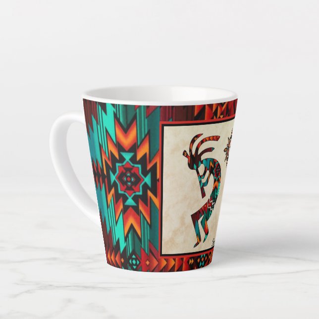 Caneca De Café Latte Sudoeste Kokopelli Latte Mug (Ângulo esquerdo)