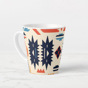 Caneca De Café Latte Sudoeste Tribal Azteca Geométrico Boho