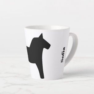 Caneca De Café Latte Sueco Dala Horse Black