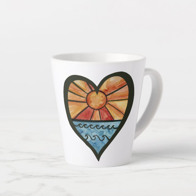 Caneca De Café Latte Summer Beach Love (Ângulo direito)