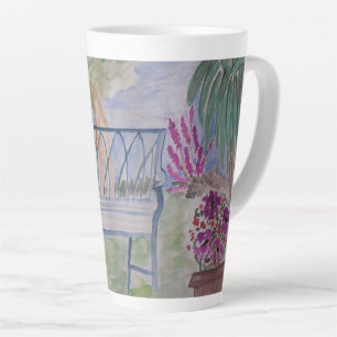 Caneca De Café Latte Summer Garden Bench Latte Mug