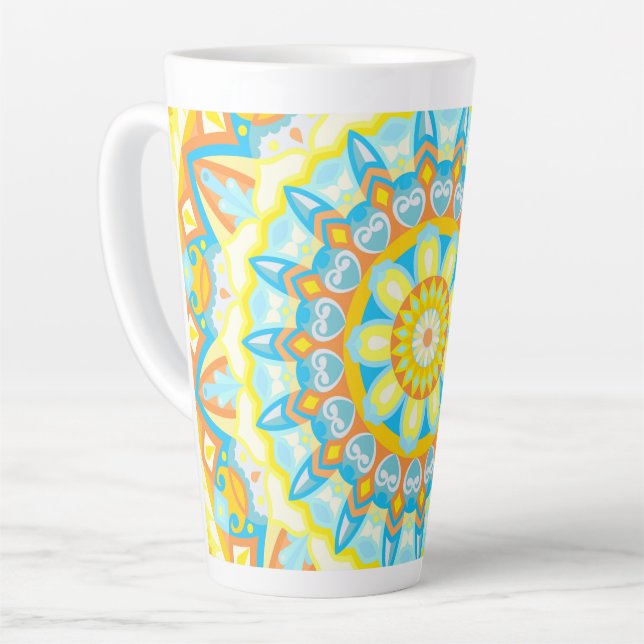 Caneca De Café Latte Summer Mandala (Ângulo esquerdo)