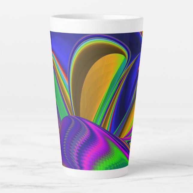 Caneca De Café Latte Summerrainbow, Abstrato 3D Rainbowart (Frente)