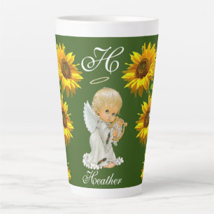 Caneca De Café Latte Sunflower Angel Floral Latte Mug