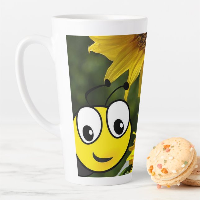Caneca De Café Latte Sunflower Bumblebee Latte Mug (In Situ)