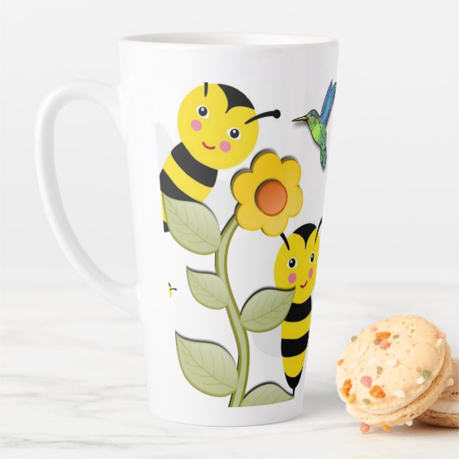 Caneca De Café Latte Sunflower Bumblebee Latte Mug (In Situ)