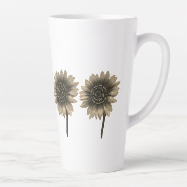 Caneca De Café Latte Sunflower Live, Ria, Amor (Direita)