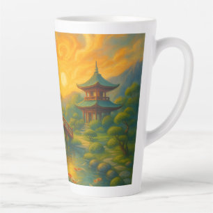 Caneca De Café Latte Sunset Jardim Zen Japonês