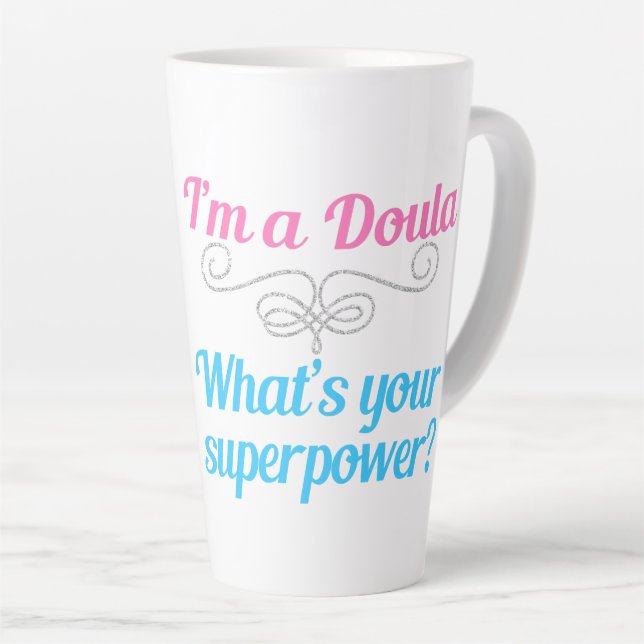 Caneca De Café Latte Super-herói Cute Doula (Ângulo direito)