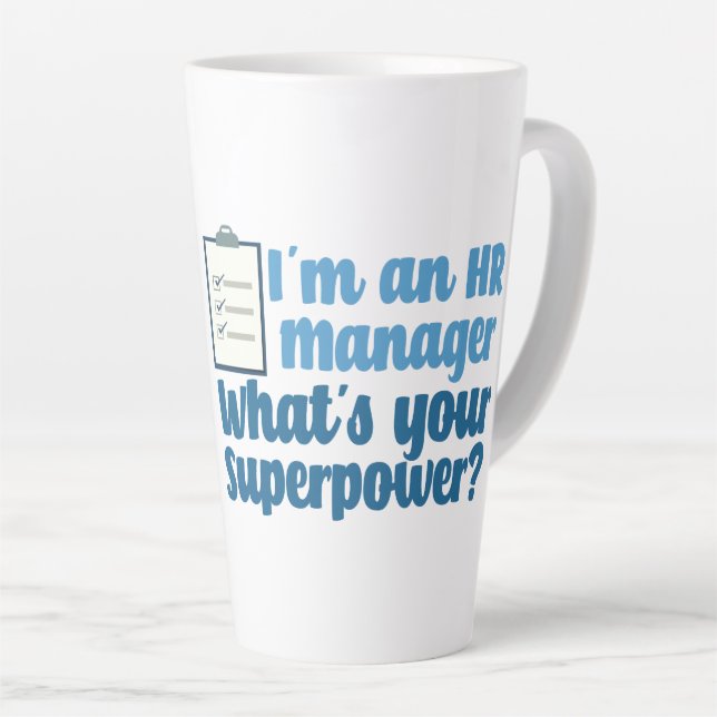 Caneca De Café Latte Super-herói Engraçado de Recursos Humanos (Ângulo direito)