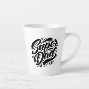 Caneca De Café Latte Super Pai Herói Tipografia Design-67888